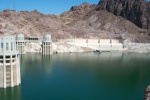 The outer Arizona tower in the foreground, Nevada towers behind, with some of the other infrastructure around the dam.