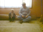 AJ and I resting on roll of carpeting 2.